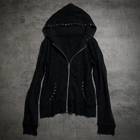 Goth Studded Zip-Up Tshirt of the Damned