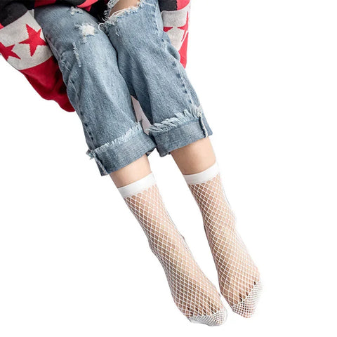 Goth Midnight Grid Fishnet Ankle Sock