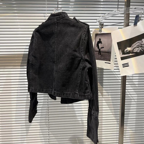 Goth Dark Regiment Military Denim Coat