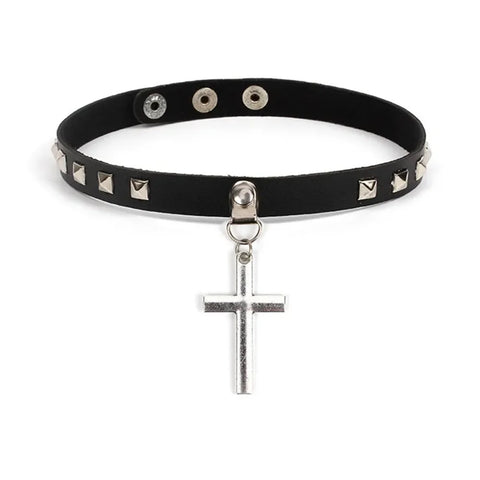 Goth Leather Collar Choker Necklace Collection