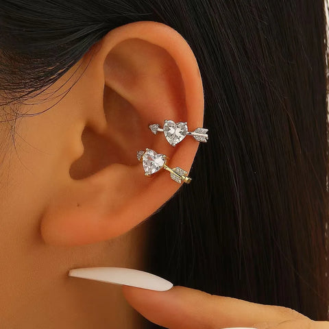 Mall Goth Fallen Angel Wing & Crystal Cross Earring Set