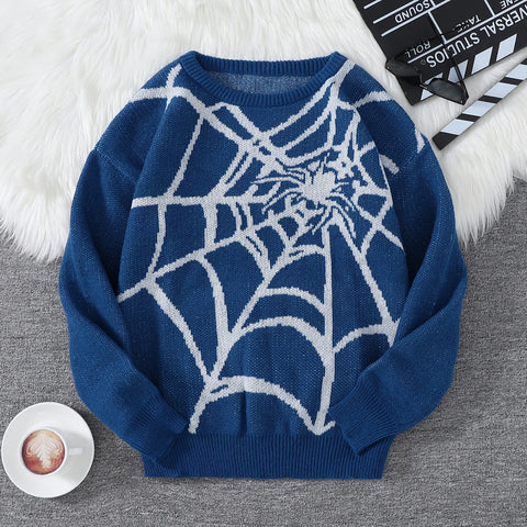 Goth Cobweb Jacquard Knit Sweater