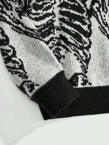 Goth Skeleton Inferno Jacquard Knit Sweater