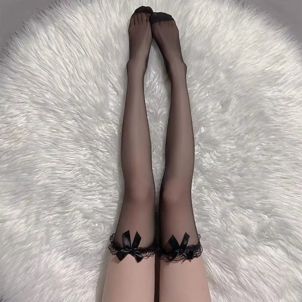 Gothic Punk Stockings with black bow lace