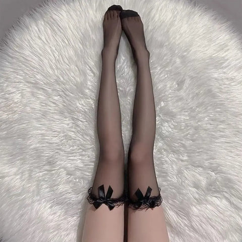 Gothic Punk Stockings with black bow lace
