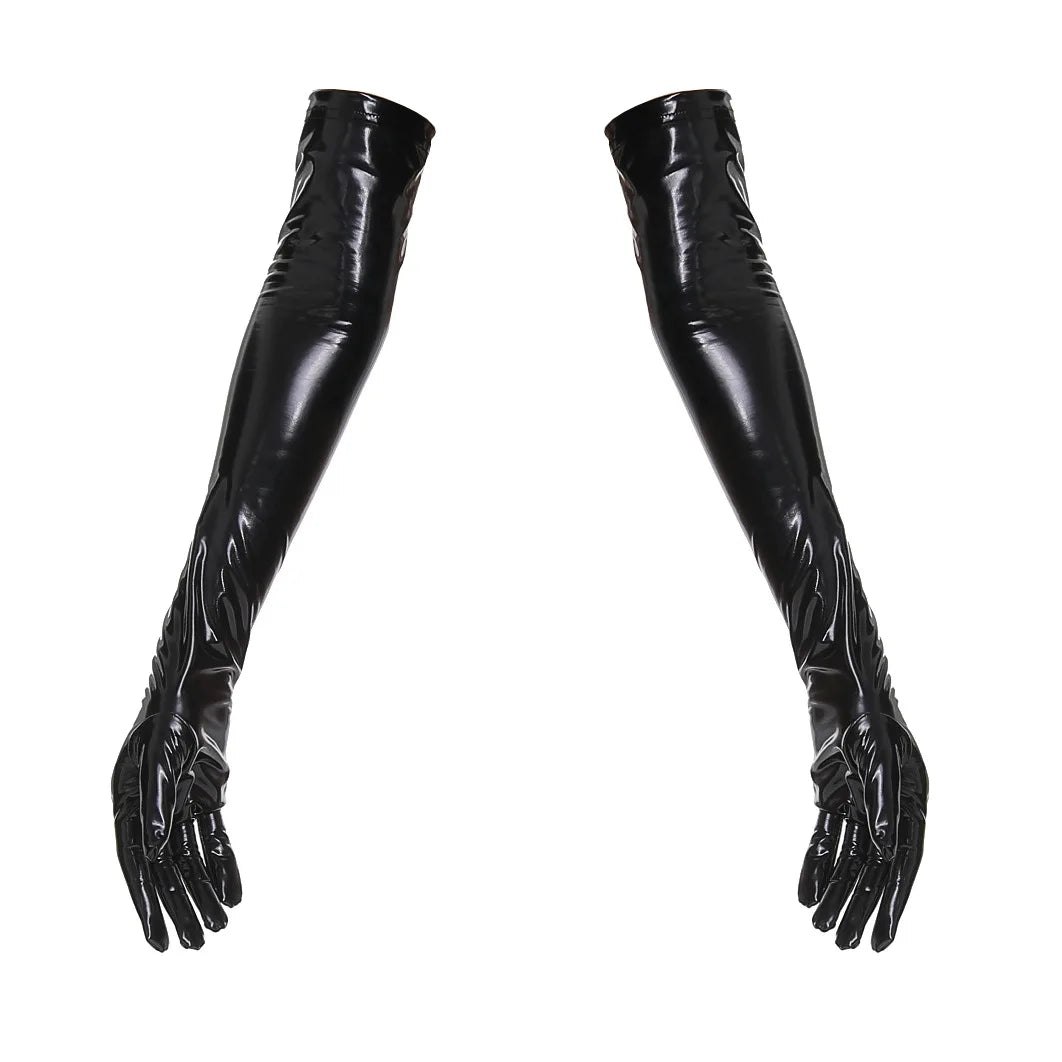 Cyber Goth Mirrored Abyss PVC Zip-Front Romper Top