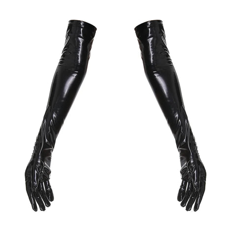 Cyber Goth Mirrored Abyss PVC Zip-Front Romper Top