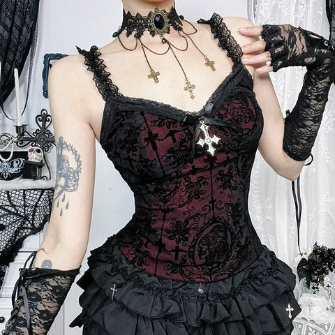 Victorian Goth Crimson Requiem Corset Top