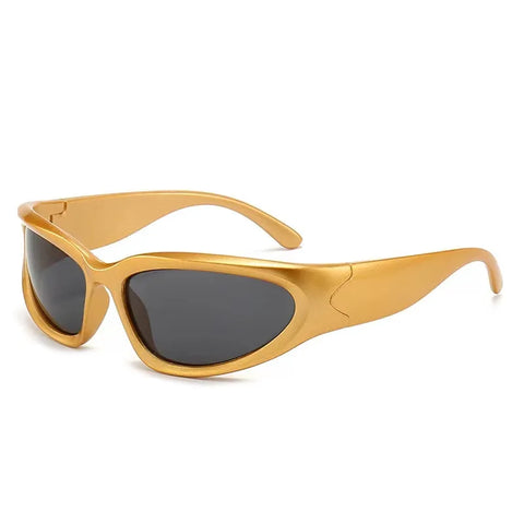 Cyber Goth Chrome Wraparound Shield Sunglasses