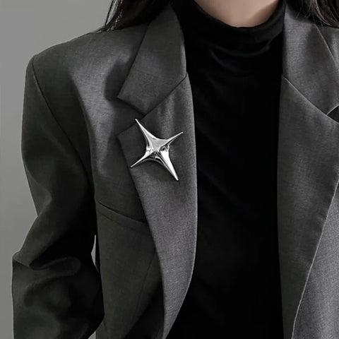 Nu Goth Four-Point Star Sculptural Brooch Suit