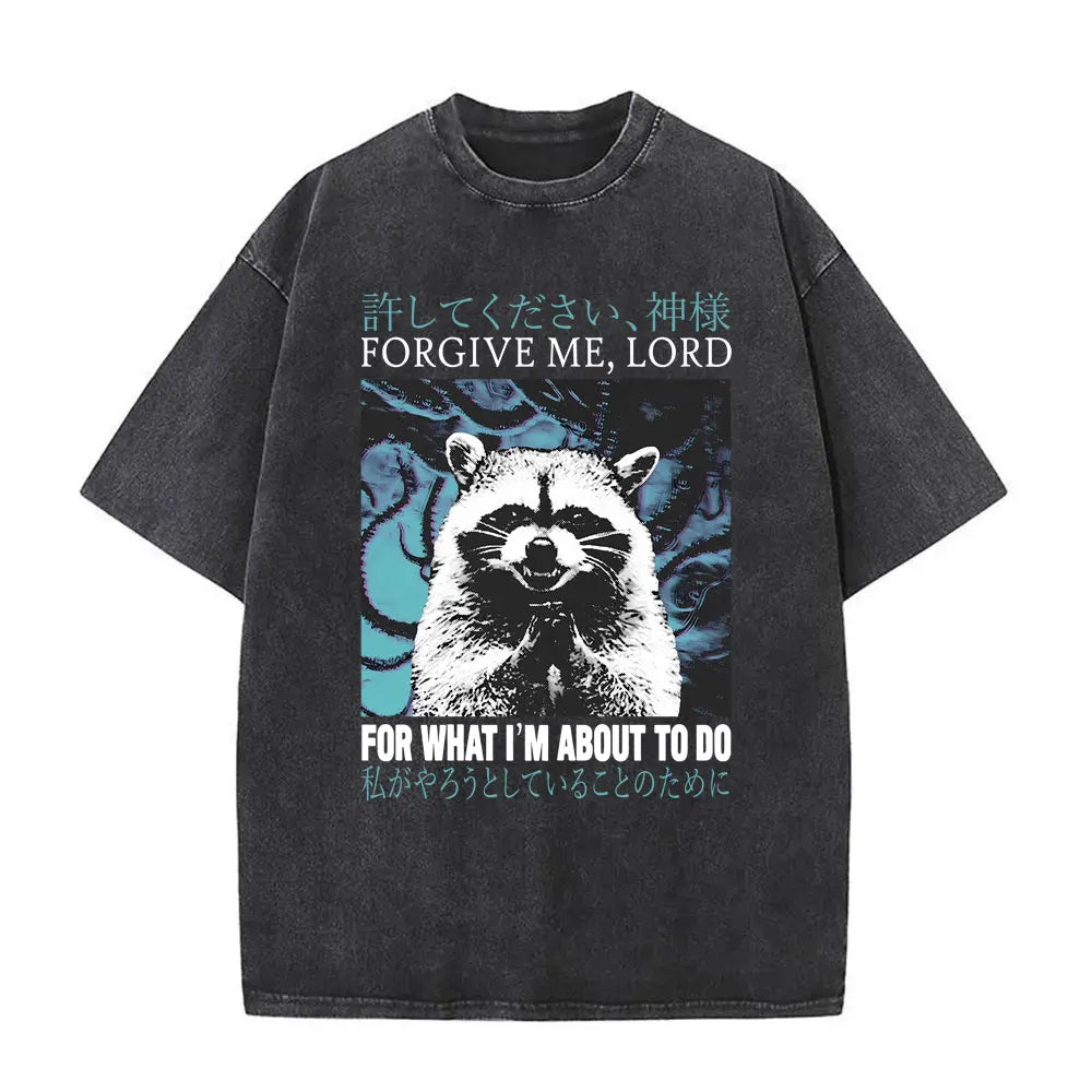 Alt T-shirt with black funny pigeon graphic