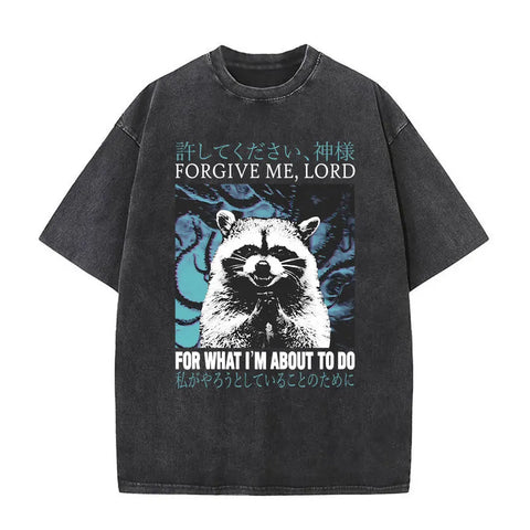 Alt T-shirt with black funny pigeon graphic