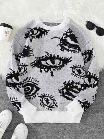 Nu Goth All-Seeing Eyes Jacquard Knit Sweater