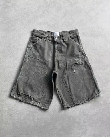 Goth Tribal Blade Denim Shorts