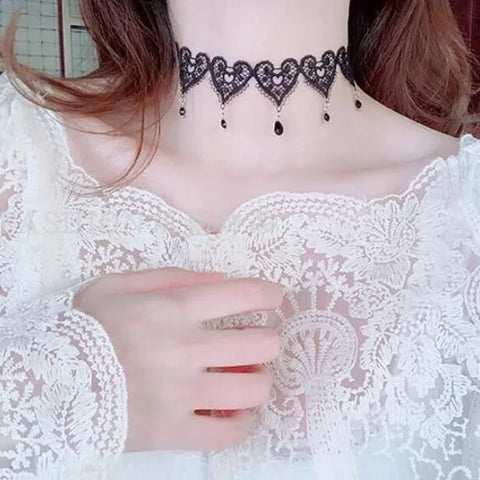 Victorian Goth Mourning Cascade Choker Necklace