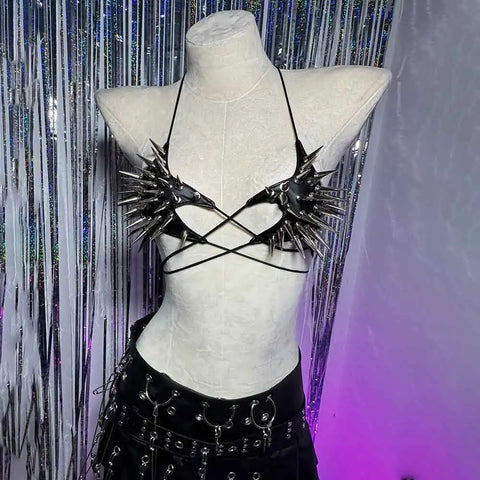 Cyber Goth Spiked Armour Halter Top