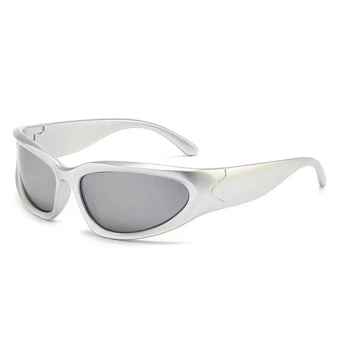 Cyber Goth Chrome Wraparound Shield Sunglasses