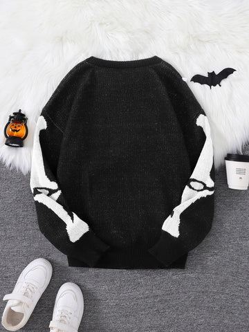 Goth Skeleton Rib Cage Knit Sweater