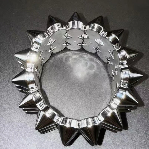 Cyber Goth Triple Spike Stretch Bracelet — Chrome Riot