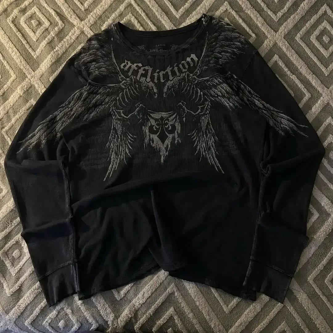 Y2K Goth T-shirt with white splice print