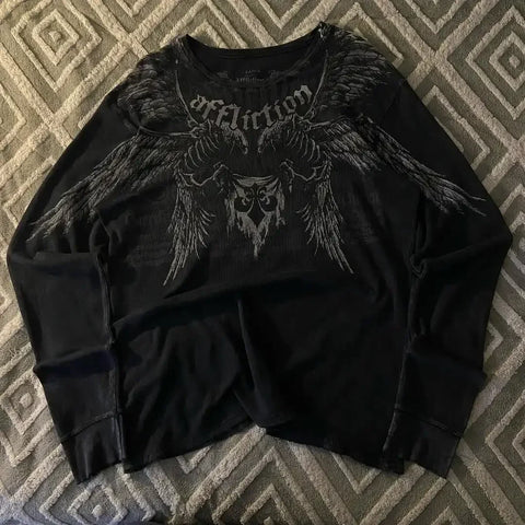 Y2K Goth T-shirt with white splice print