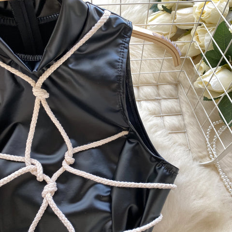 Goth Bound in Contrast Rope Bodysuit