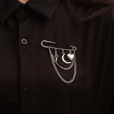 Nu Goth Four-Point Star Sculptural Brooch Suit