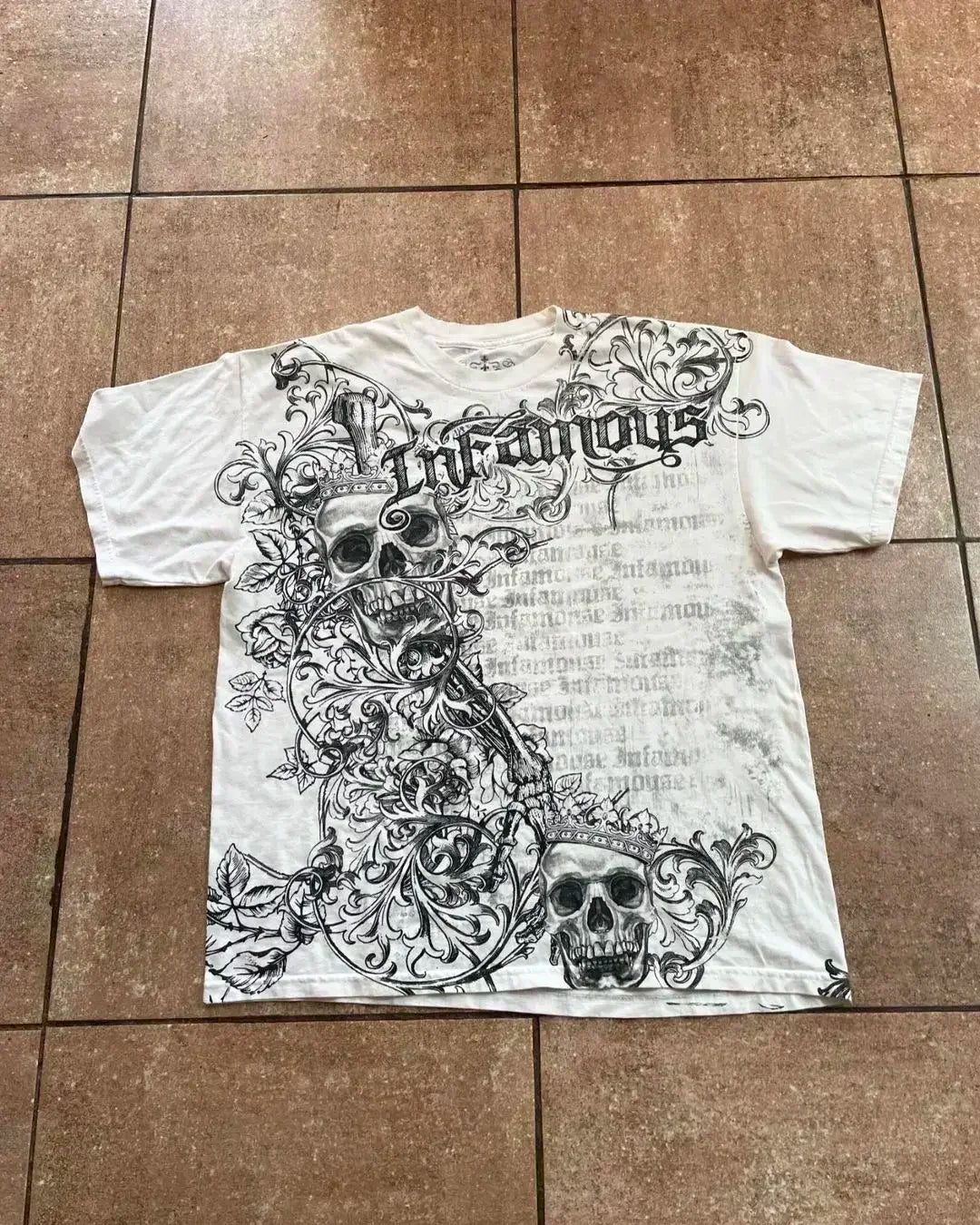 Y2K Goth T-shirt with white splice print