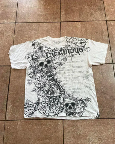 Y2K Goth T-shirt with white splice print