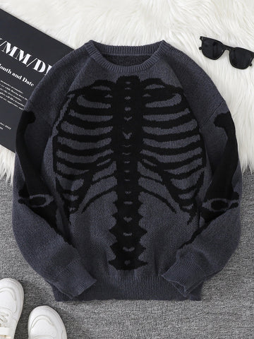 Goth Skeleton Rib Cage Knit Sweater