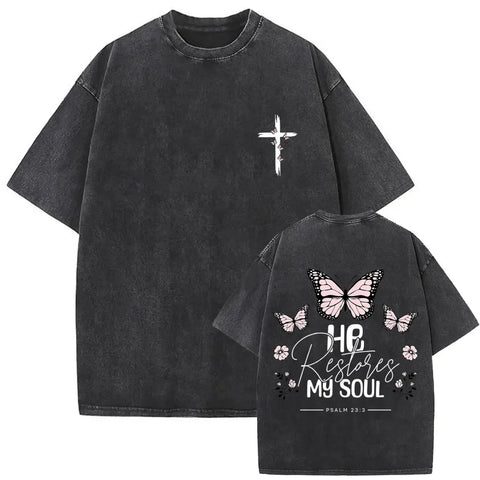 Gothic T-shirt with black washed vintage graphic