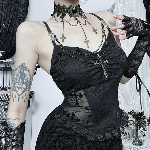 Victorian Goth Crimson Requiem Corset Top