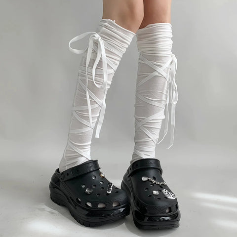 Nu Goth Bandage Ribbon Wrap Sock