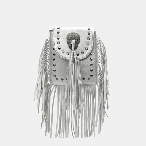Goth Fringe & Rivet Chain Crossbody Bag