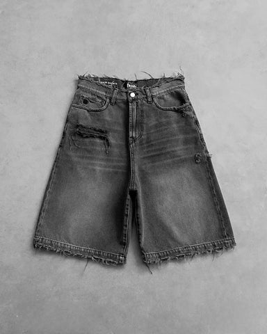 Goth Tribal Blade Denim Shorts