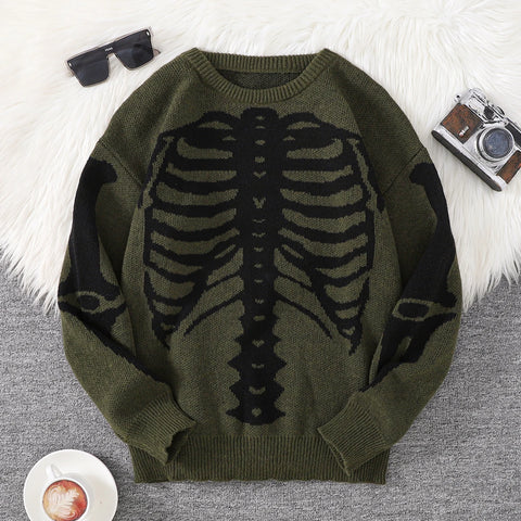 Goth Skeleton Rib Cage Knit Sweater