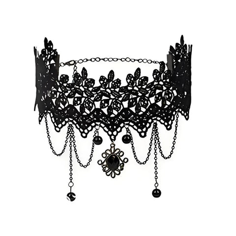 Victorian Goth Mourning Cascade Choker Necklace