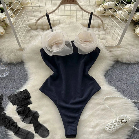 Goth Bound in Contrast Rope Bodysuit