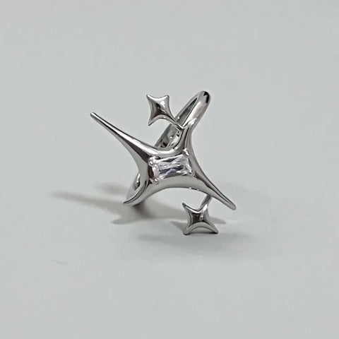 Goth Shattered Star Spike Ring