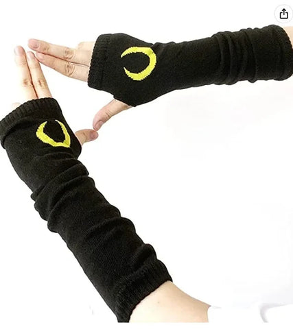 Goth Cross Knit Fingerless Arm Warmer Gloves