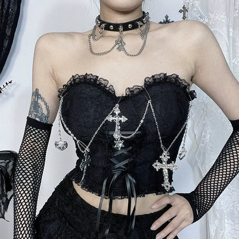 Victorian Goth Crimson Requiem Corset Top