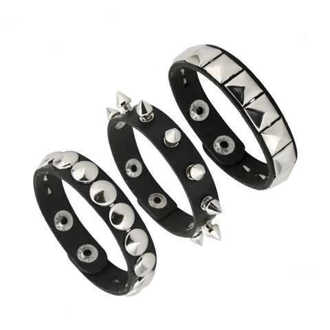 Goth Razor's Edge Stud & Spike Bracelet Set