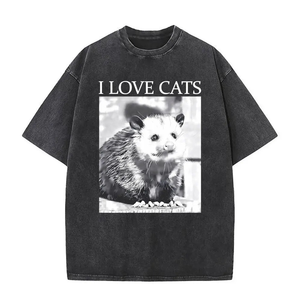 Alt T-shirt with black funny pigeon graphic