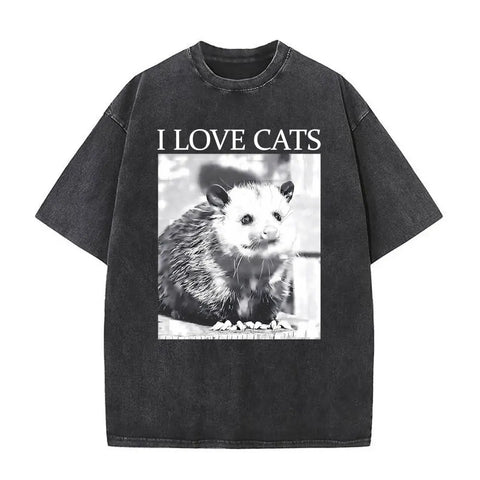 Alt T-shirt with black funny pigeon graphic