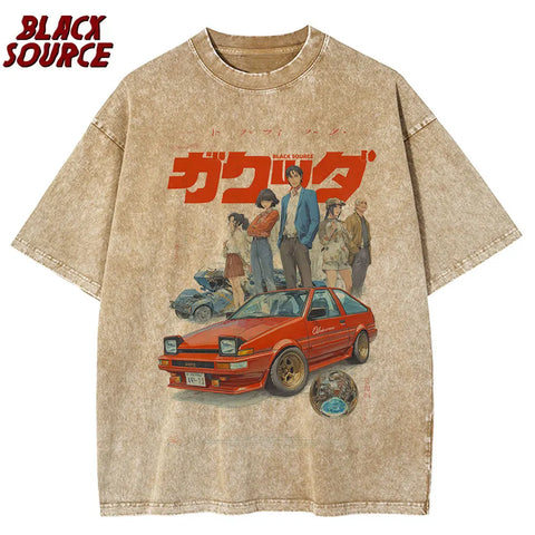 Alt T-shirt with cat cartoon graphic