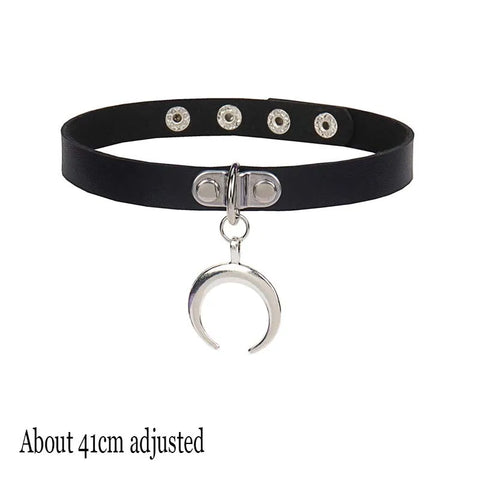 Goth Leather Choker Necklace — Dark Devotion Collection