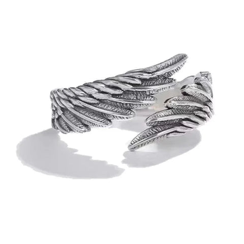 Goth Fallen Angel Heart & Wings Ring Set