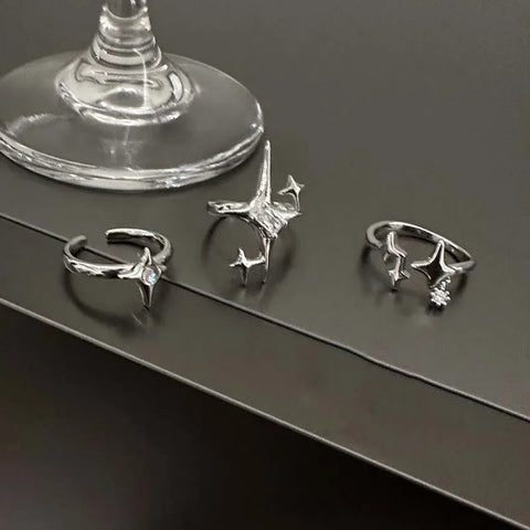 Goth Shattered Star Spike Ring