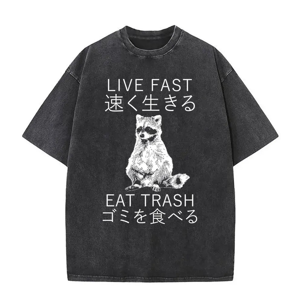 Alt T-shirt with black funny pigeon graphic