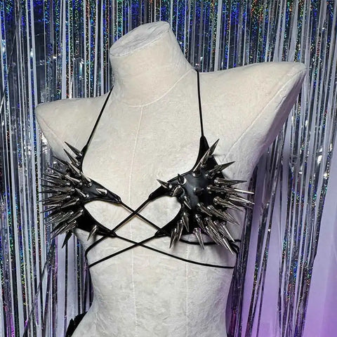 Cyber Goth Spiked Armour Halter Top